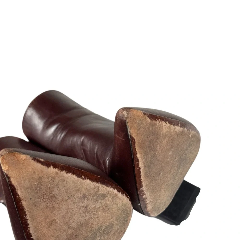 Costume National Womens Sz 37 EUR Brown‎ Leather Zip Buckle Ankle Boots Booties